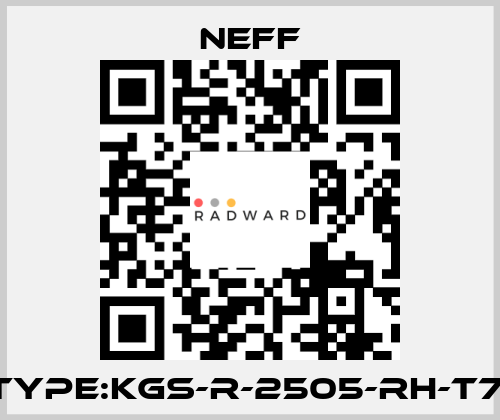 Type:KGS-R-2505-RH-T7  Neff