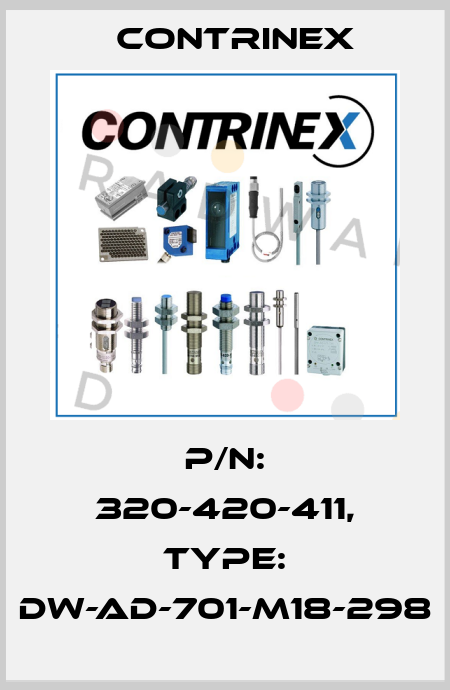 p/n: 320-420-411, Type: DW-AD-701-M18-298 Contrinex