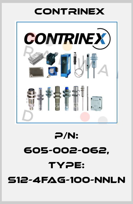 p/n: 605-002-062, Type: S12-4FAG-100-NNLN Contrinex