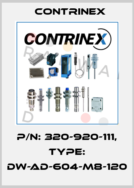 p/n: 320-920-111, Type: DW-AD-604-M8-120 Contrinex