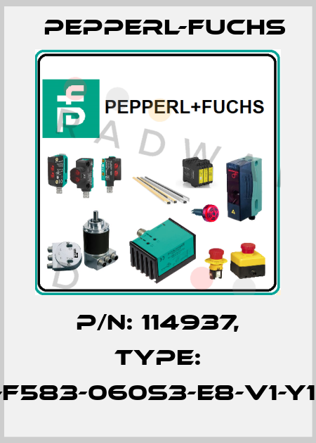 P/N: 114937, Type: NBN2-F583-060S3-E8-V1-Y114937 Pepperl-Fuchs