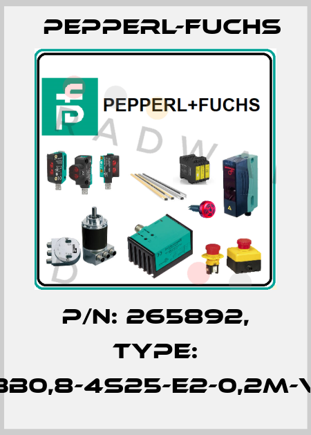 p/n: 265892, Type: NBB0,8-4S25-E2-0,2M-V3 Pepperl-Fuchs