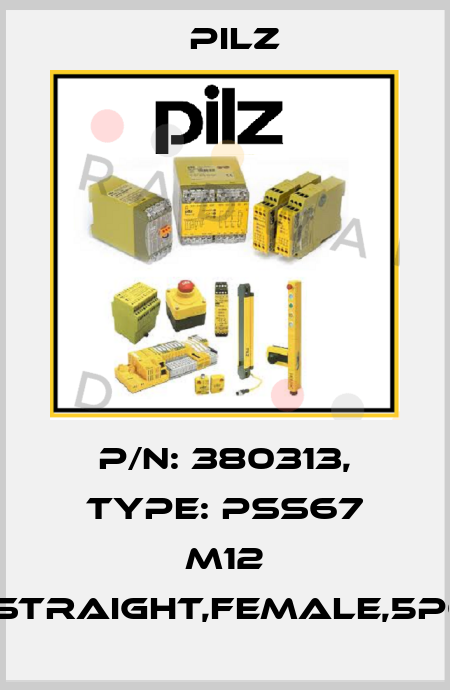 p/n: 380313, Type: PSS67 M12 con.,straight,female,5pole,B Pilz