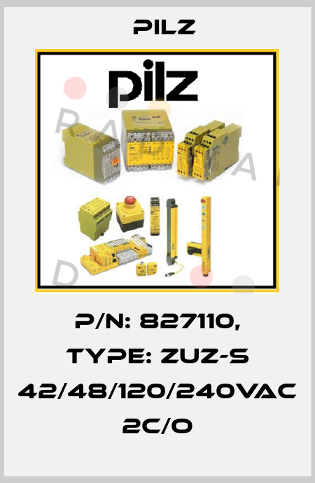 p/n: 827110, Type: ZUZ-S 42/48/120/240VAC 2c/o Pilz
