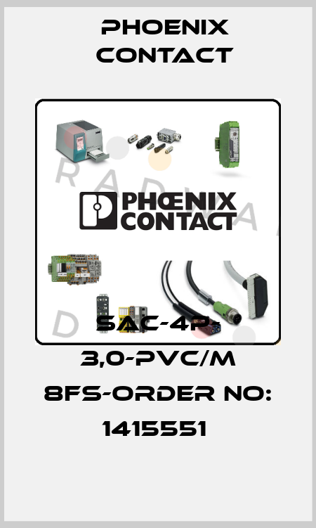 SAC-4P- 3,0-PVC/M 8FS-ORDER NO: 1415551  Phoenix Contact