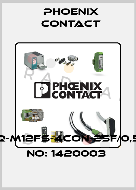 SACC-SQ-M12FS-4CON-25F/0,5-ORDER NO: 1420003  Phoenix Contact