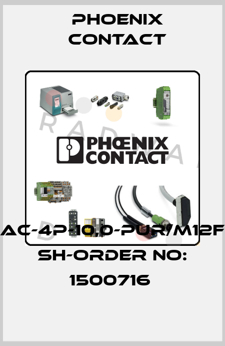 SAC-4P-10,0-PUR/M12FS SH-ORDER NO: 1500716  Phoenix Contact