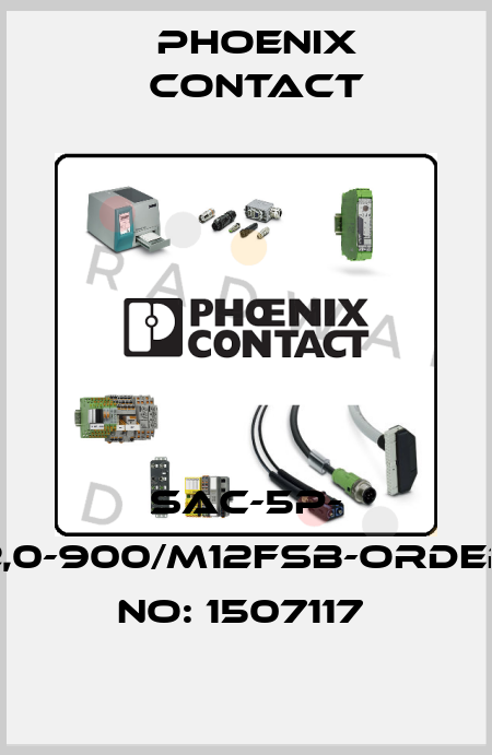 SAC-5P- 2,0-900/M12FSB-ORDER NO: 1507117  Phoenix Contact