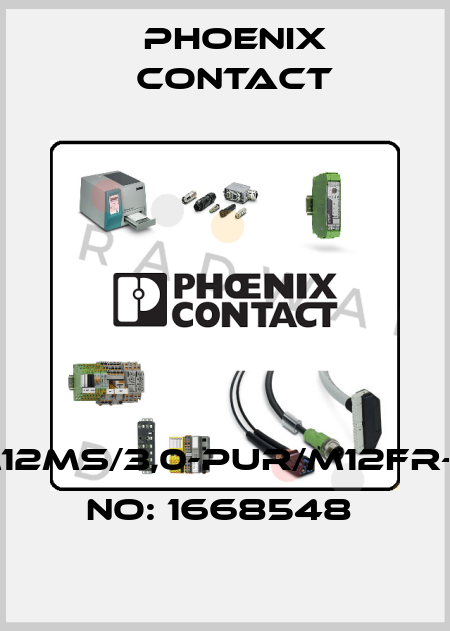 SAC-4P-M12MS/3,0-PUR/M12FR-3L-ORDER NO: 1668548  Phoenix Contact