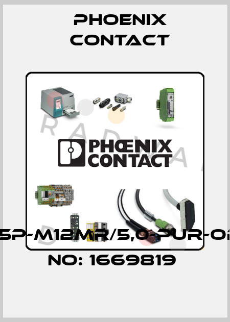 SAC-5P-M12MR/5,0-PUR-ORDER NO: 1669819  Phoenix Contact