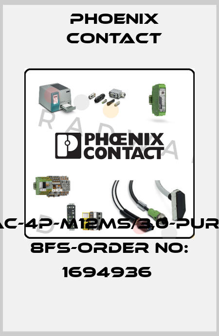 SAC-4P-M12MS/3,0-PUR/M 8FS-ORDER NO: 1694936  Phoenix Contact