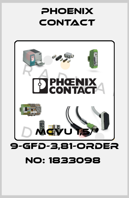 MCVU 1,5/ 9-GFD-3,81-ORDER NO: 1833098  Phoenix Contact