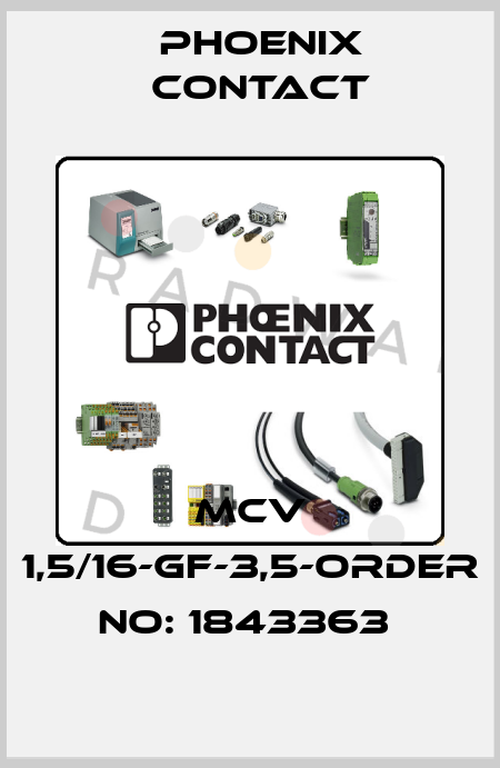 MCV 1,5/16-GF-3,5-ORDER NO: 1843363  Phoenix Contact