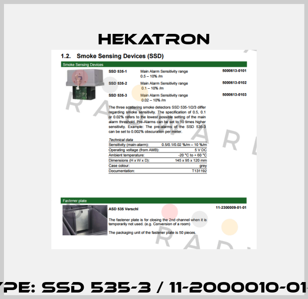 Type: SSD 535-3 / 11-2000010-01-01 Hekatron