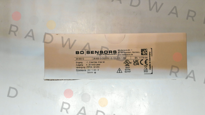 G-D025-R-1-5-100-H00-1-582 Bd Sensors