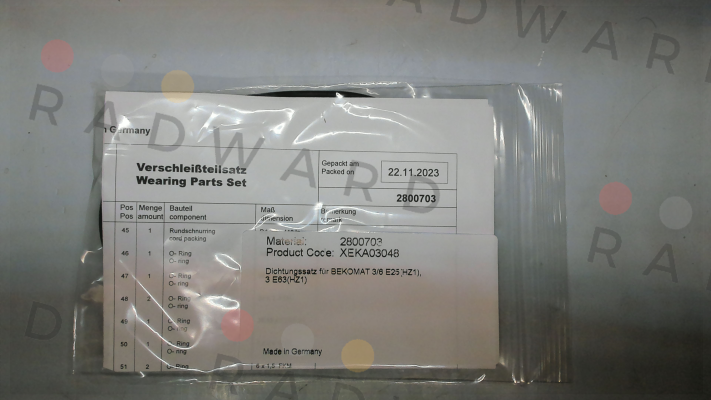 SET OF SEALS FOR BM6EPN25 Beko