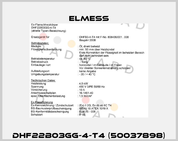  DHF22B03GG-4-T4 (50037898)  Elmess