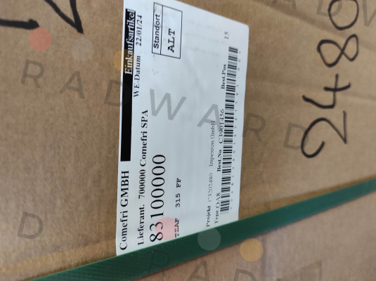 P/N: 83103100, Type: TZAF 315 FF RA Comefri