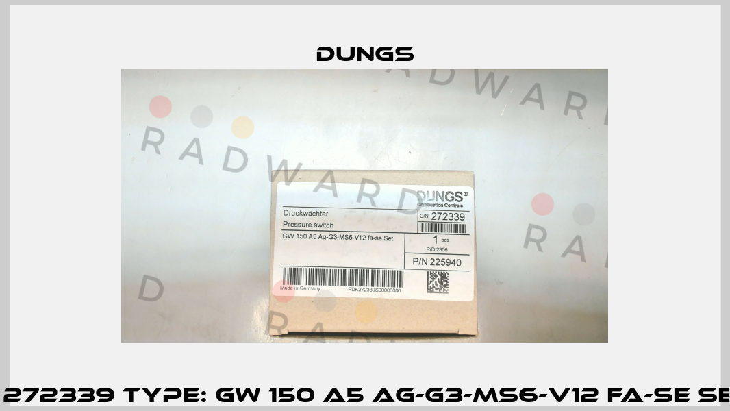 P/N: 272339 Type: GW 150 A5 Ag-G3-MS6-V12 fa-se Set 1P Dungs
