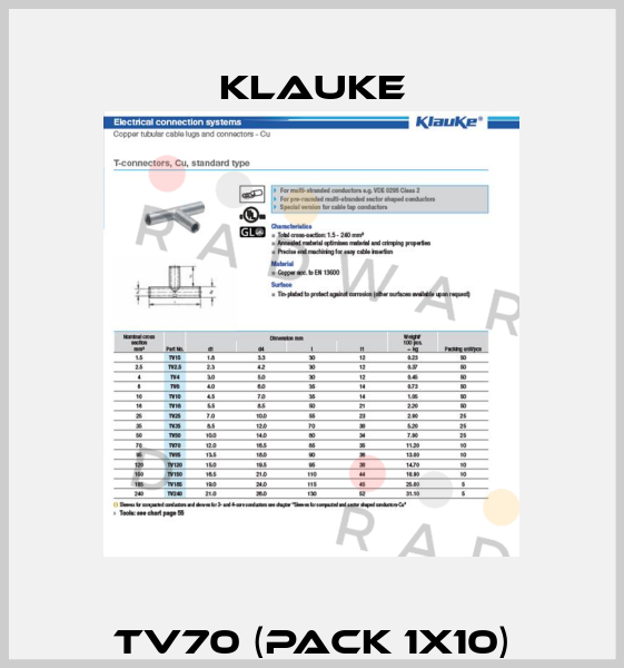 TV70 (pack 1x10) Klauke