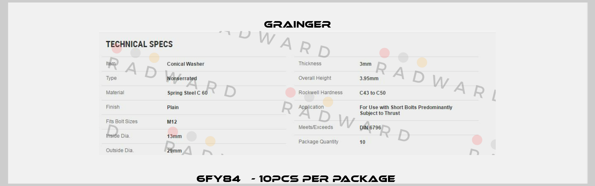 6FY84   - 10pcs per package  Grainger