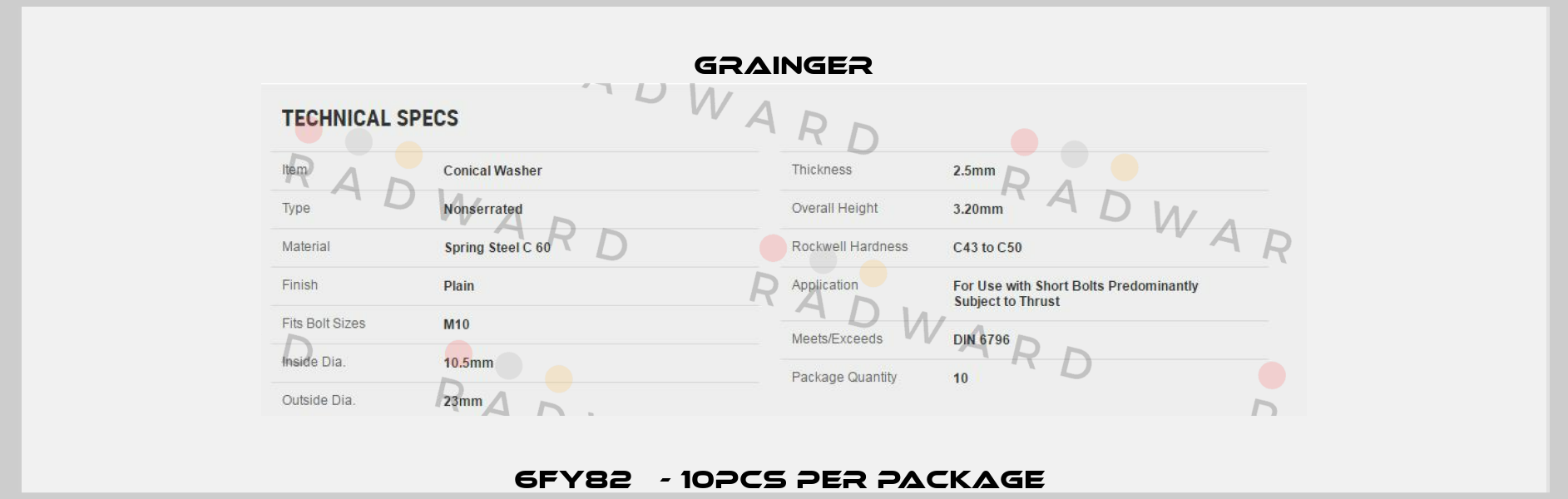 6FY82   - 10pcs per package  Grainger