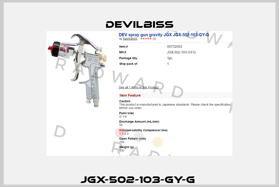 JGX-502-103-GY-G  Devilbiss