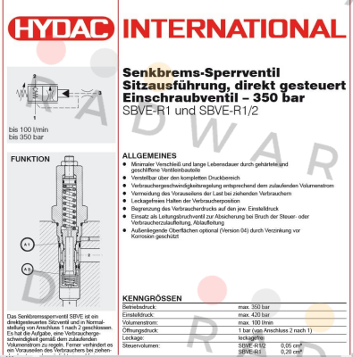 SBVE-R1/2-01X-XXXV Hydac