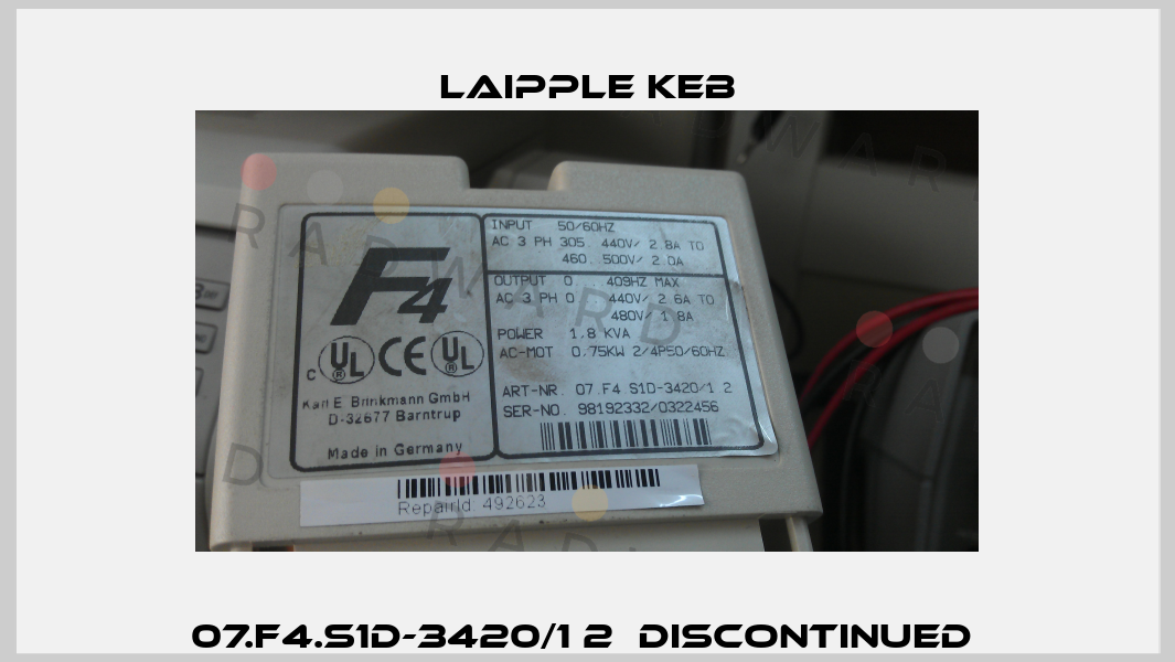 07.F4.S1D-3420/1 2  discontinued  LAIPPLE KEB