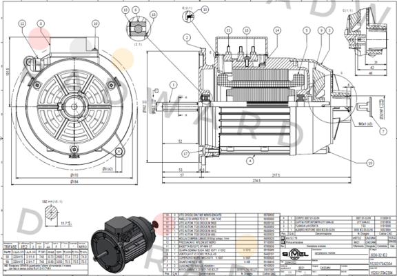 3030-32 IE2, 220-415V/50-60 Hz. Simel