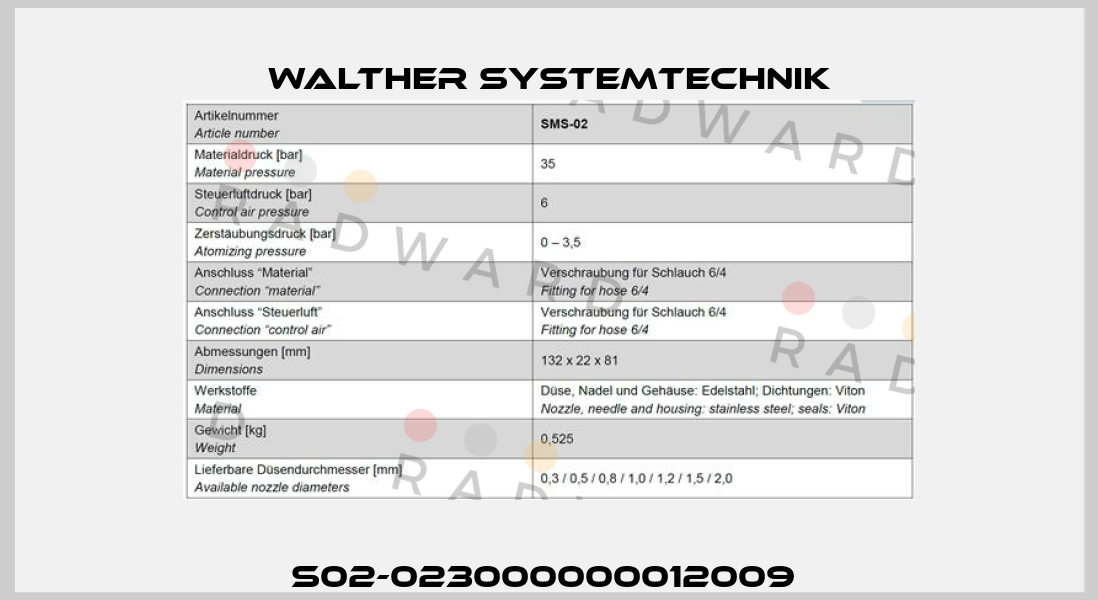 S02-023000000012009  Walther Systemtechnik