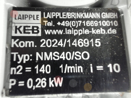 Typ NMS40HU-10/1-63L/4A-IE2-TB-ST05 LAIPPLE KEB