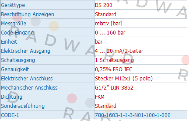DS200 780-1603-1-1-3-N01-100-1-000 Bd Sensors
