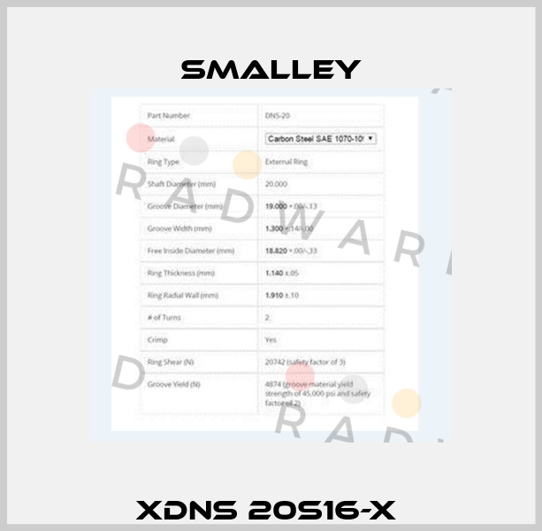 XDNS 20S16-X  SMALLEY