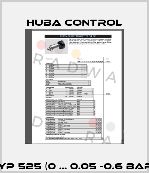 Typ 525 (0 ... 0.05 -0.6 bar)  Huba Control