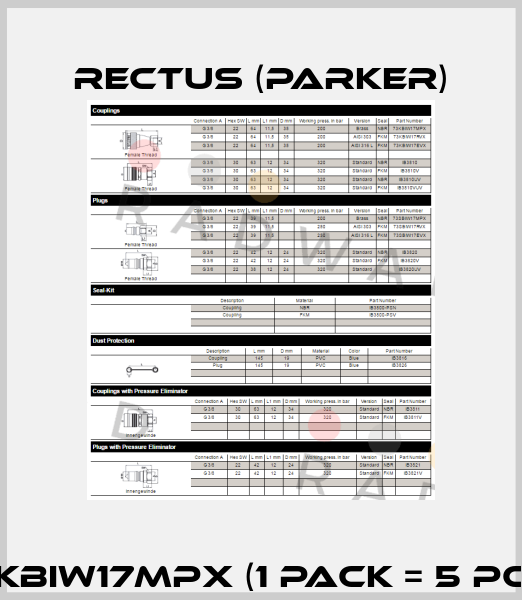 73KBIW17MPX (1 Pack = 5 Pcs)  Rectus (Parker)