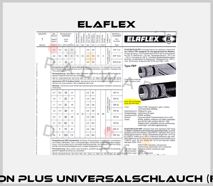 Elaflon Plus Universalschlauch (FEP 19)  Elaflex