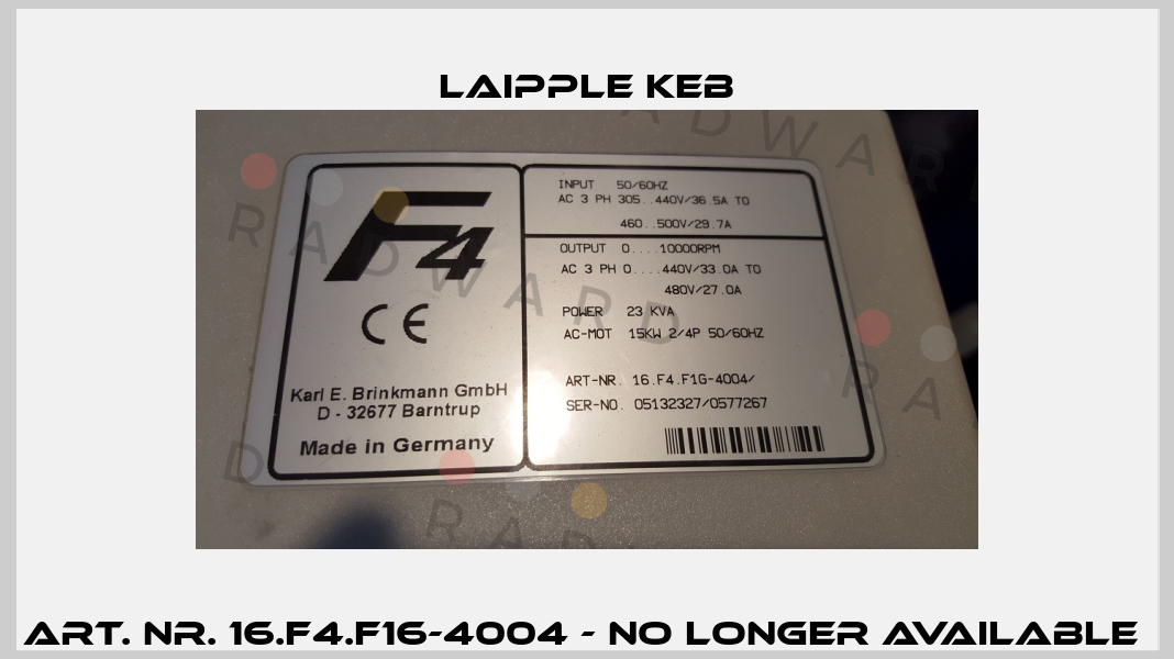 Art. Nr. 16.F4.F16-4004 - no longer available  LAIPPLE KEB