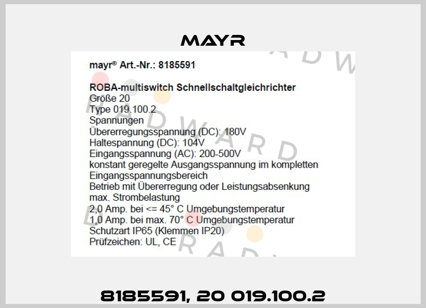 8185591, 20 019.100.2 Mayr