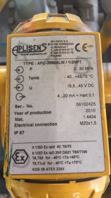 APC-2000ALWExd/0-30Mpa/1/2", NpT  Aplisens