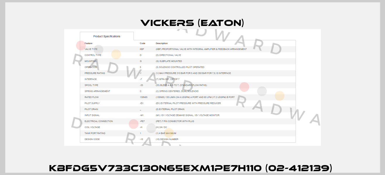 KBFDG5V733C130N65EXM1PE7H110 (02-412139)  Vickers (Eaton)