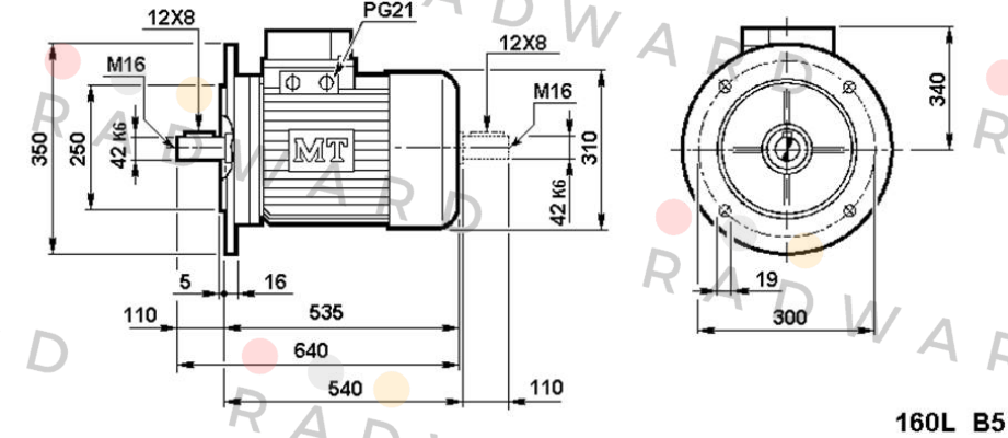 Typ DN 160 L-4/8 B3 Fimet