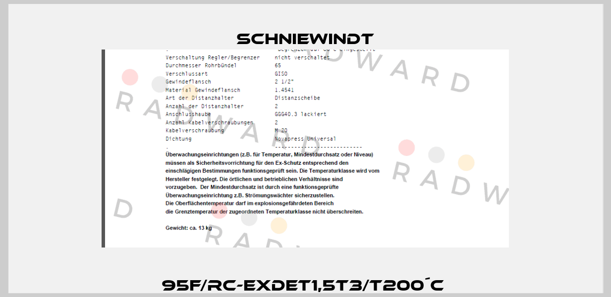 95F/RC-Exdet1,5T3/T200´C  Schniewindt