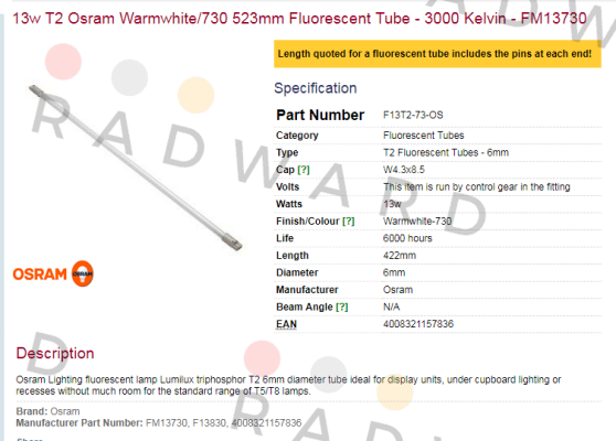 F13T2-73-OS obsolete Osram