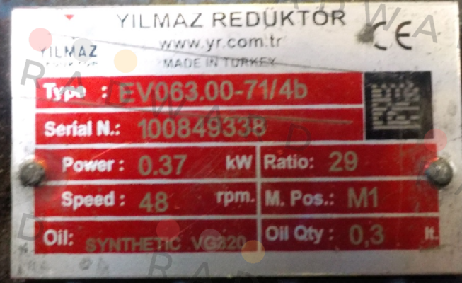 EV063.00-71M/4C  Yılmaz Redüktör
