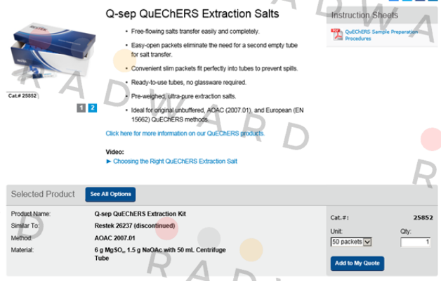 25852 QuEChERS SPE  RESTEK