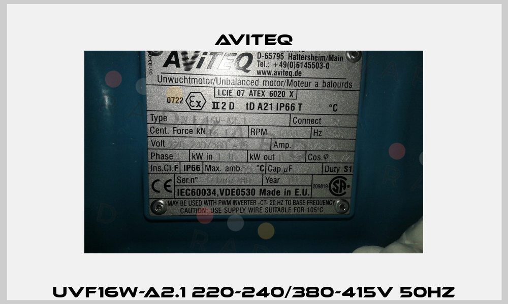 UVF16W-A2.1 220-240/380-415V 50HZ Aviteq