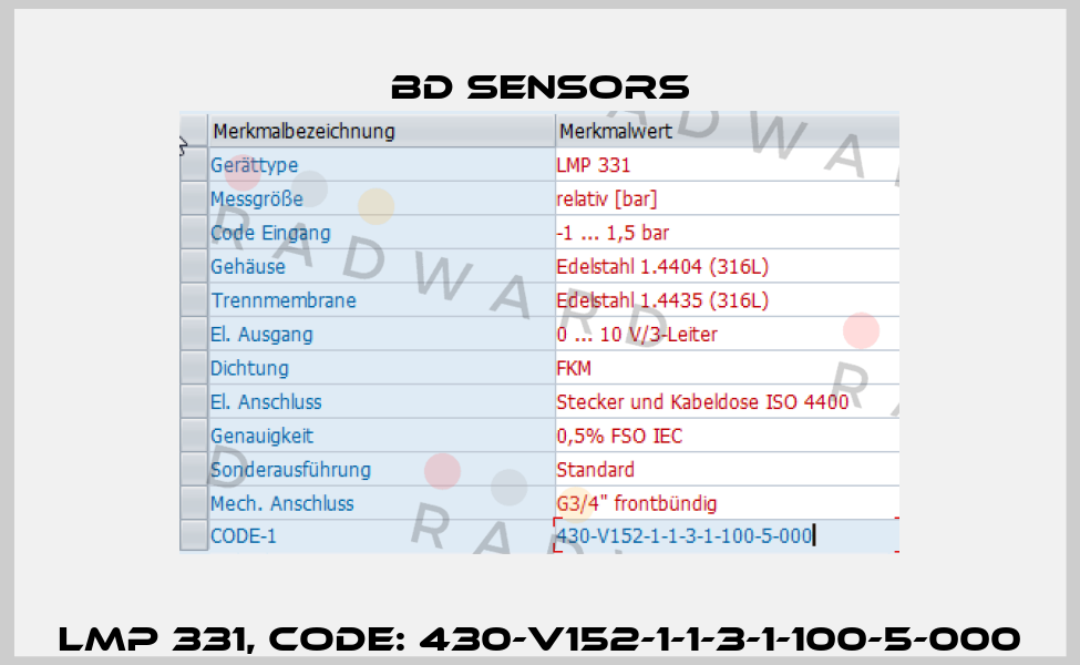 LMP 331, Code: 430-V152-1-1-3-1-100-5-000 Bd Sensors
