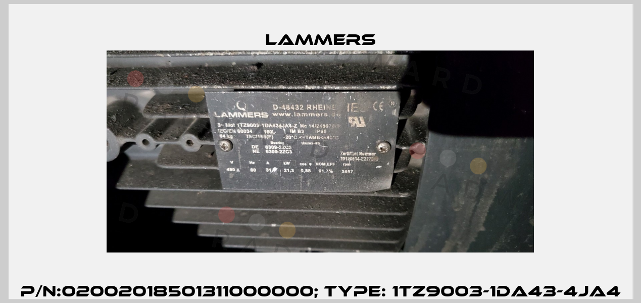 P/N:02002018501311000000; Type: 1TZ9003-1DA43-4JA4 Lammers