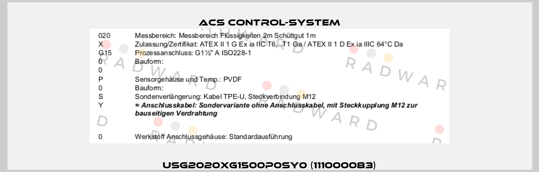 USG2020XG1500P0SY0 (111000083) Acs Control-System